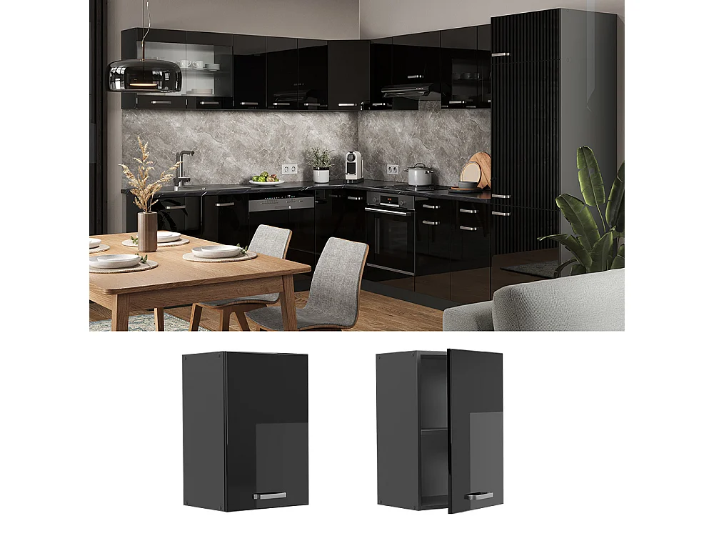 Hangkast zwart hoogglans 40x31x60 r-line