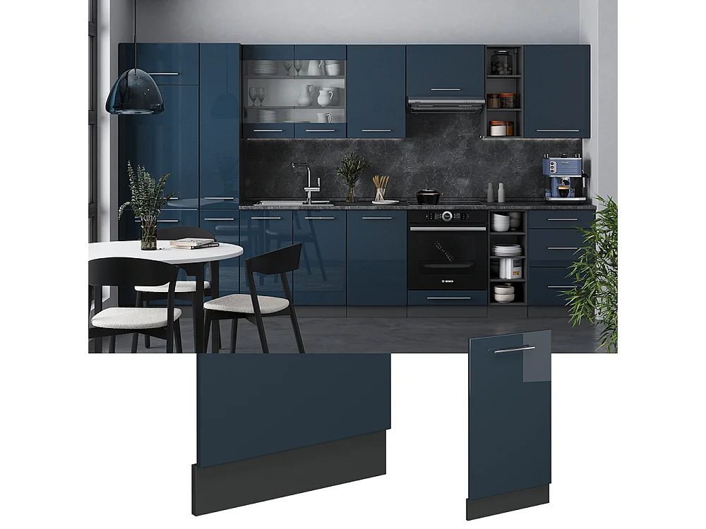 Façade de lave-vaisselle bleu foncé brillant 45x1.6x81.8 fame-line