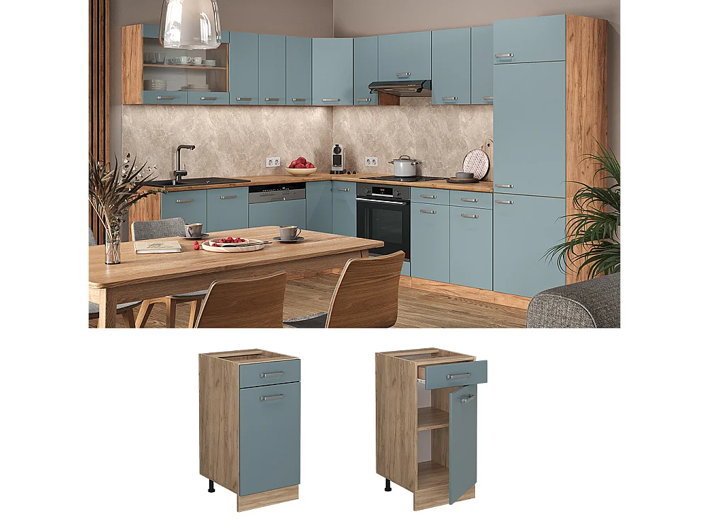 Mueble bajo de cocina gris azulado 40x60x81.6 r-line