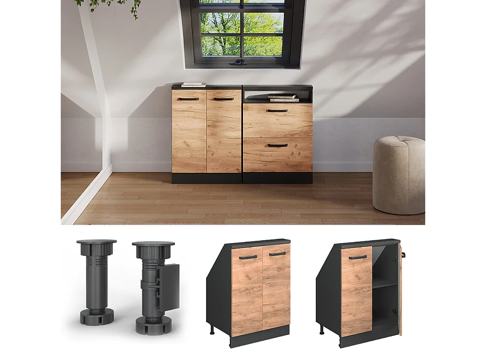 Meuble sous pente chêne de force doré 60x46x81.6 r-line