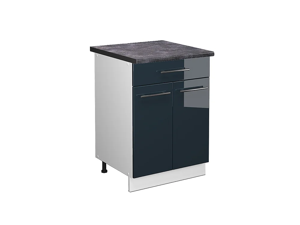 Meuble cuisine bleu foncé brillant 60x60x82 fame-line