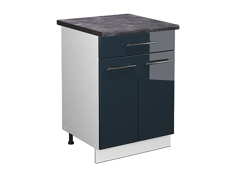 Meuble cuisine bleu foncé brillant 60x60x82 fame-line