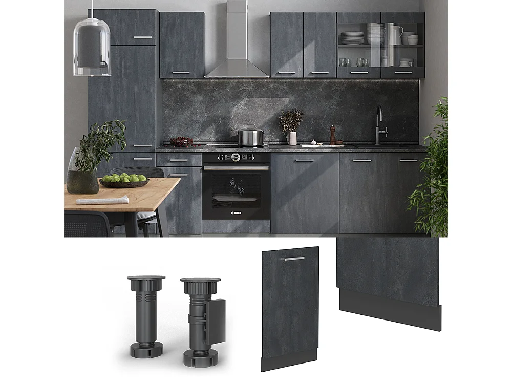 Pannello frontale della lavastoviglie calcestruzzo nero 45x1.6x81.8 r-line