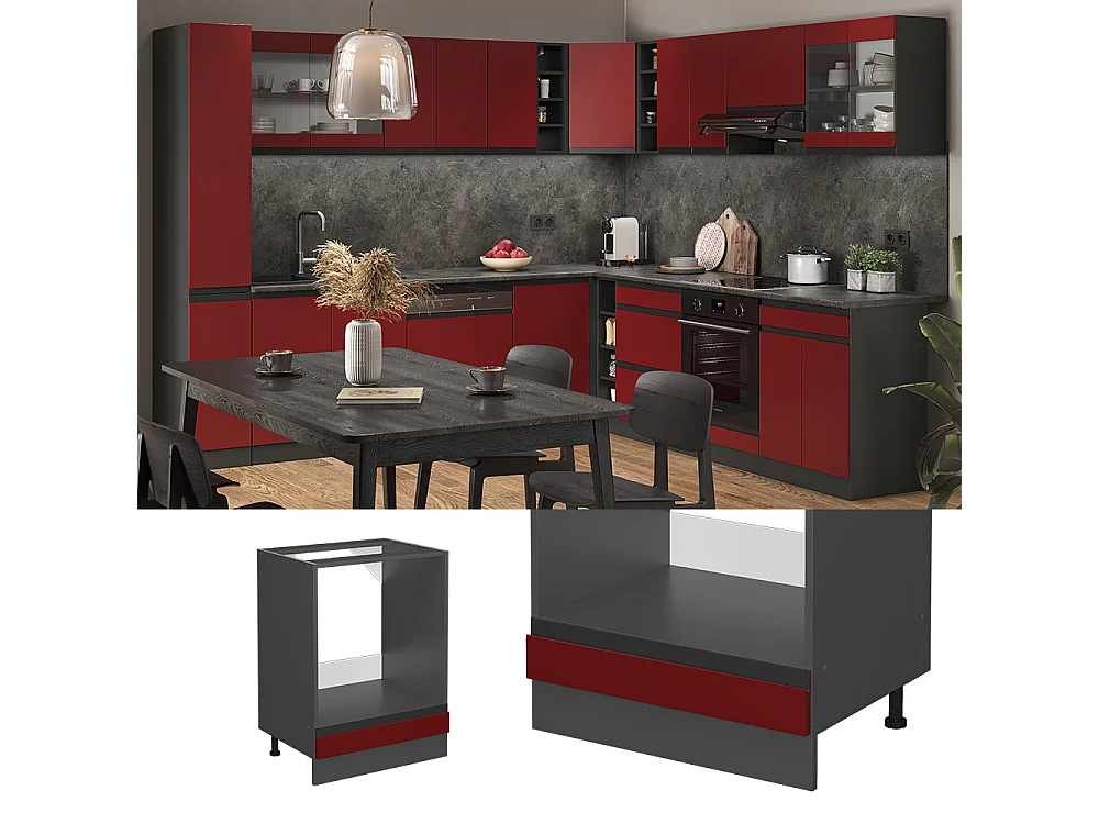 Meuble pour four rouge 60x46x81.6 r-line