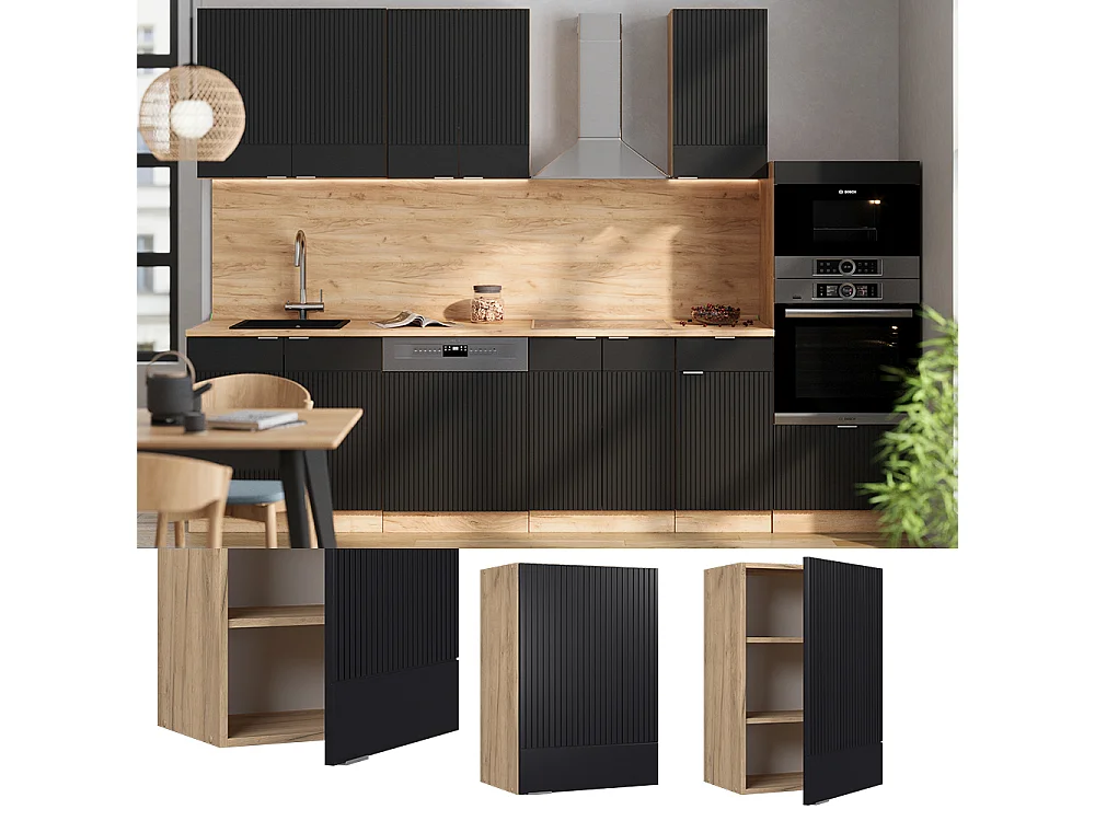 Pensile da cucina nero a righe 50x34.1x72 fame-line