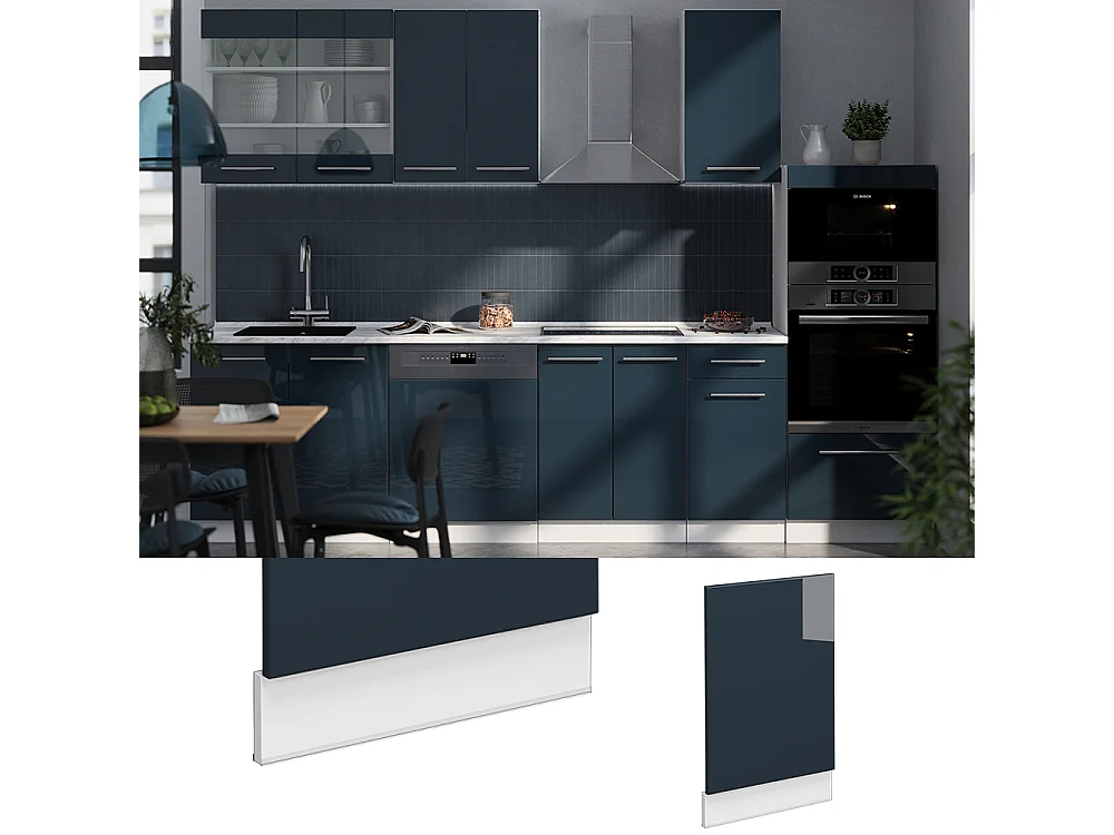 Façade bleu foncé brillant 45x1.6x67.4 fame-line