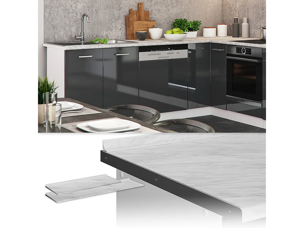 Encimera de cocina blanco/mármol 240x60x2.8 r-line