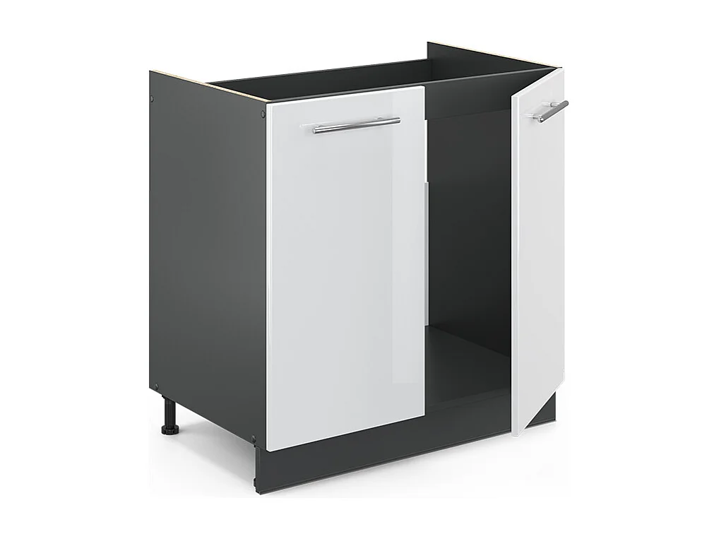 Armario bajo para fregadero blanco alto brillo 80x60x82 fame-line