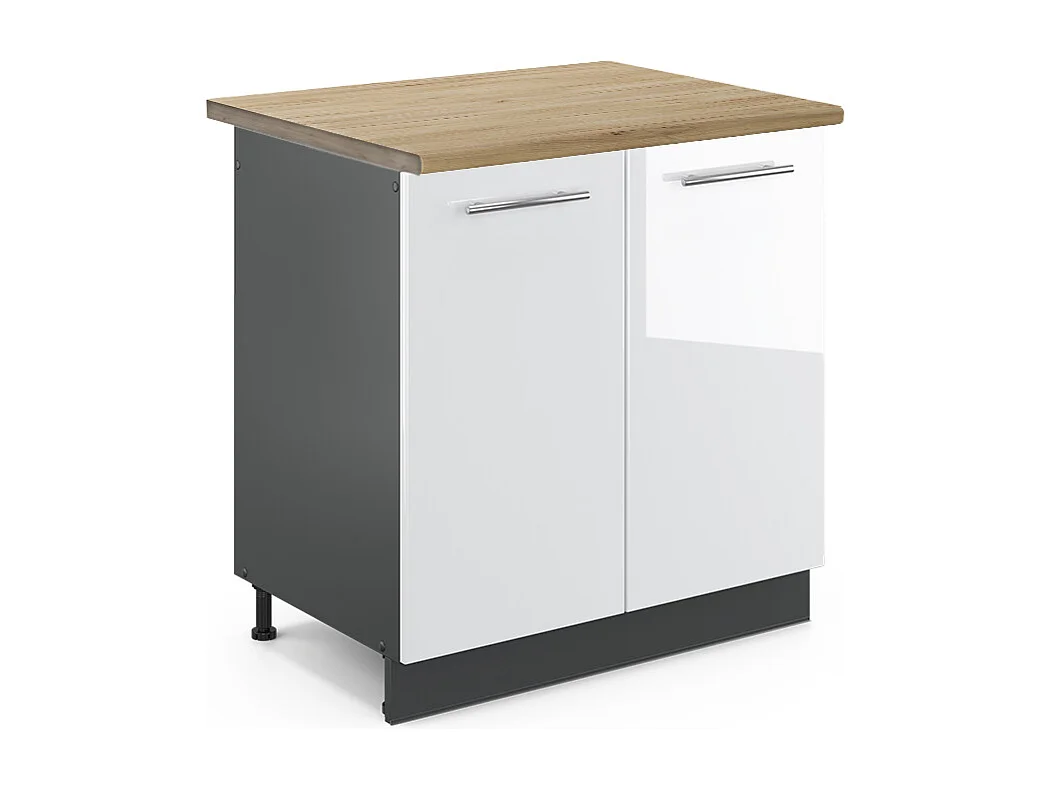 Meuble bas sous-évier blanc haute brillance 80x60x82 fame-line