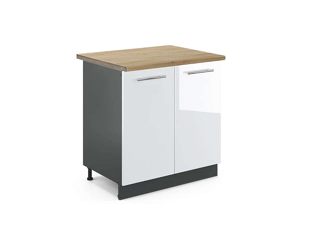 Meuble bas sous-évier blanc haute brillance 80x60x82 fame-line