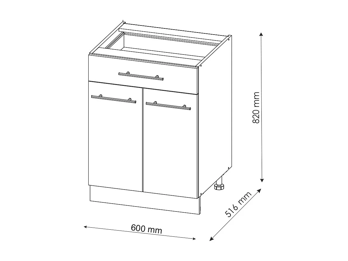 Meuble cuisine chêne de force doré 60x51.6x82 fame-line