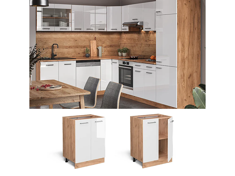 Mueble bajo de cocina blanco alto brillo 60x46x81.6 r-line