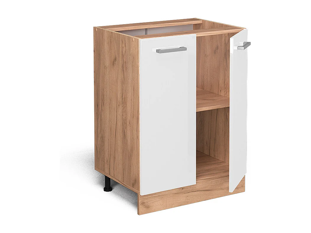 Meuble bas de cuisine blanc haute brillance 60x46x81.6 r-line