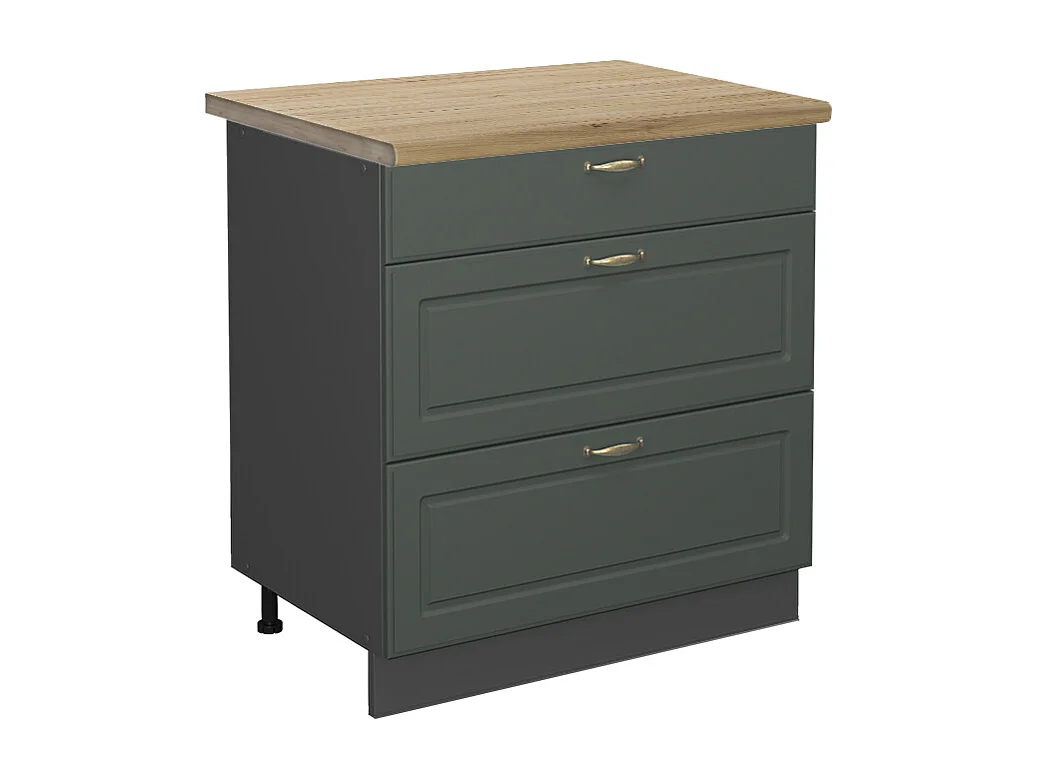 Mueble bajo de cocina verde dorado casa de campo 80x60x82 fame-line