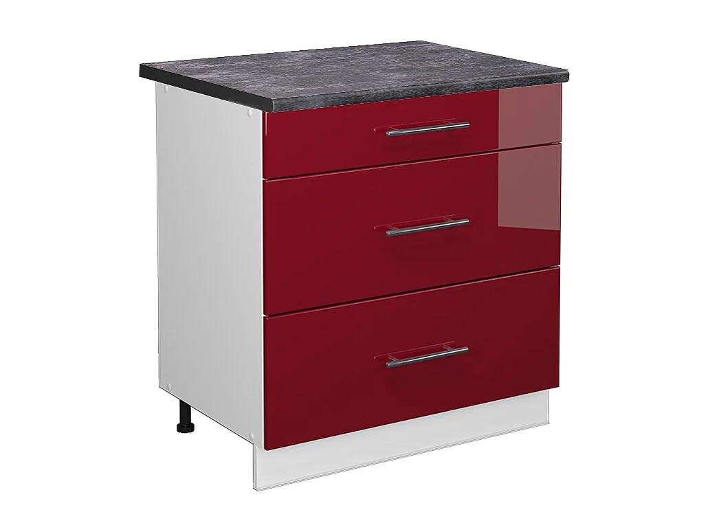 Meuble cuisine rouge bordeaux haute brillance 80x60x82 fame-line