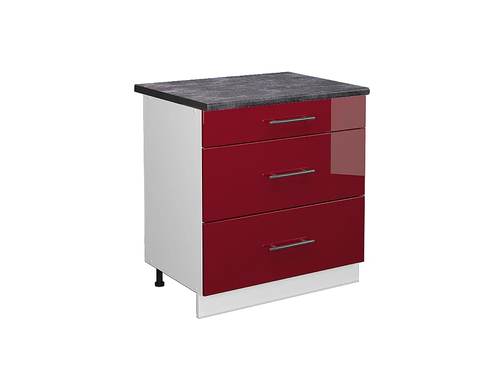 Meuble cuisine rouge bordeaux haute brillance 80x60x82 fame-line
