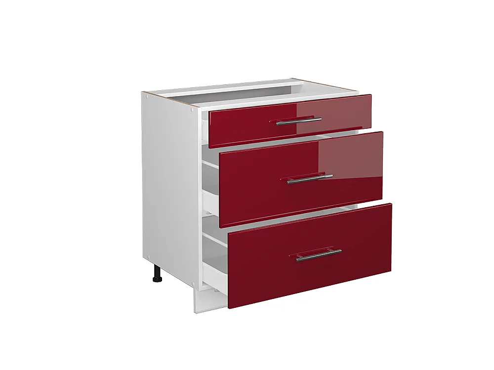 Meuble cuisine rouge bordeaux haute brillance 80x60x82 fame-line