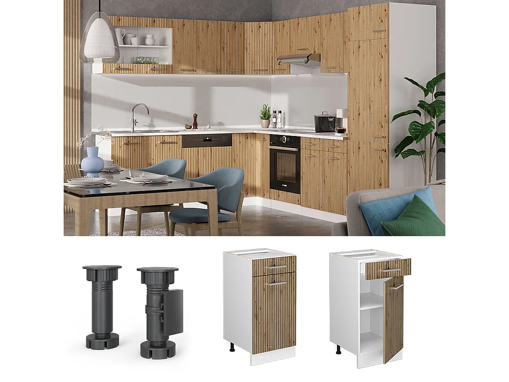 Mobiletto base per cucina rovere artigianale 40x46x81.6 r-line