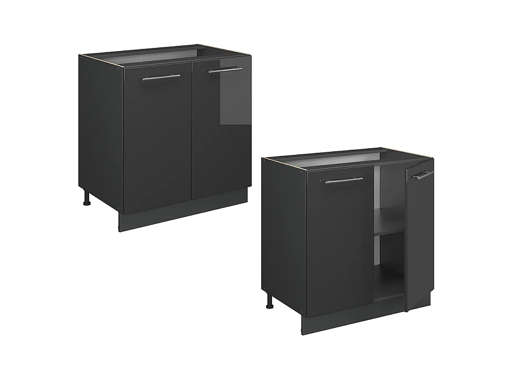 Szafka pod zlew antracyt wysoki połysk 80x60x82 fame-line
