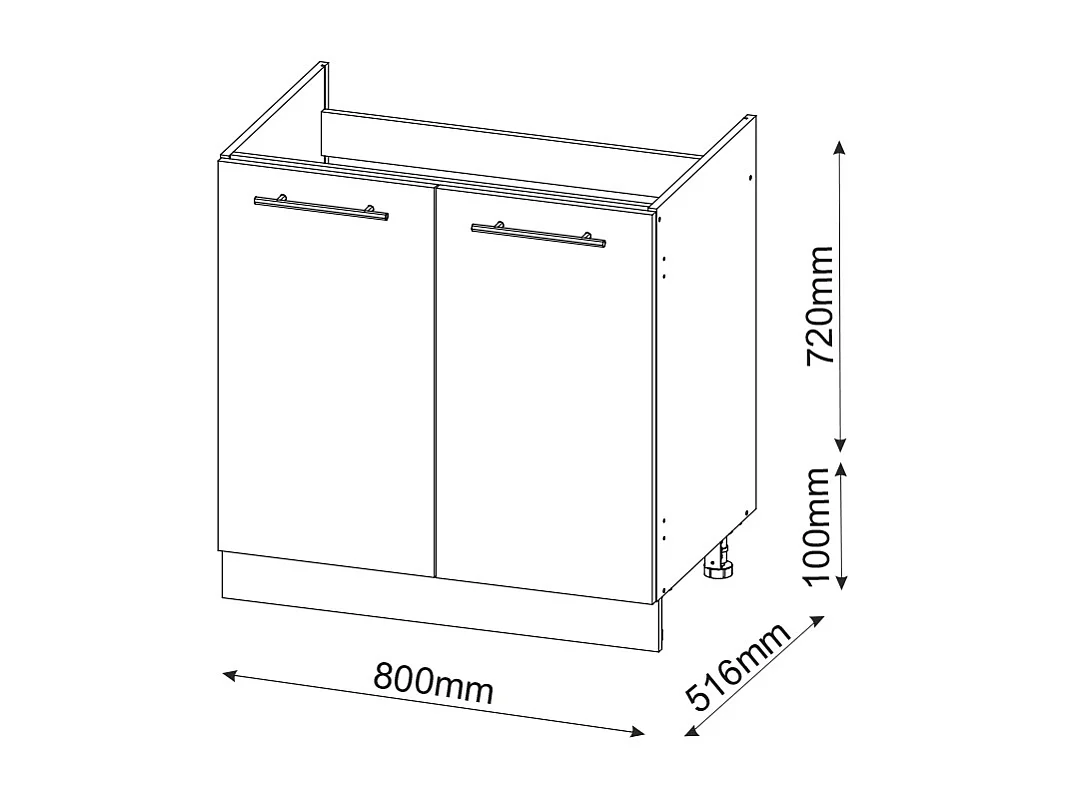 Armario bajo para fregadero blanco alto brillo 80x60x82 fame-line