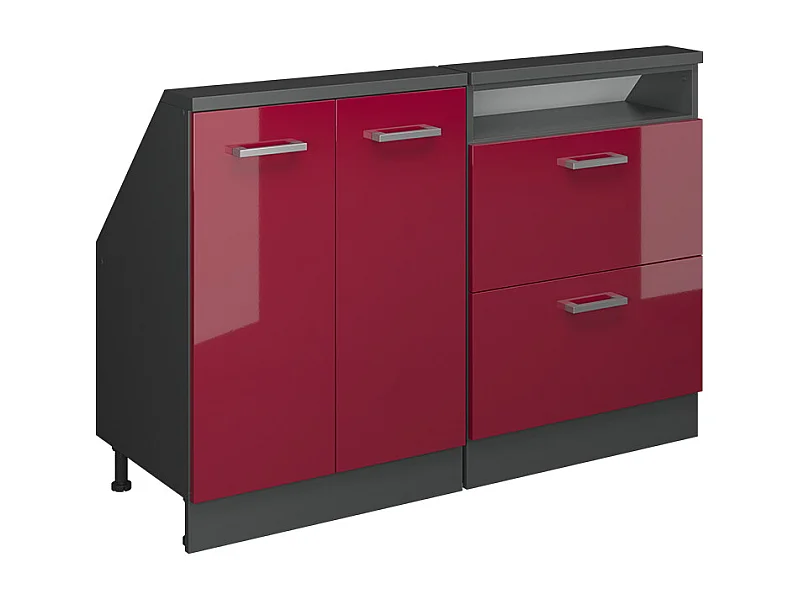 Armario de cocina para techo inclinado rojo de alto brillo 140x46x81.6 r-line