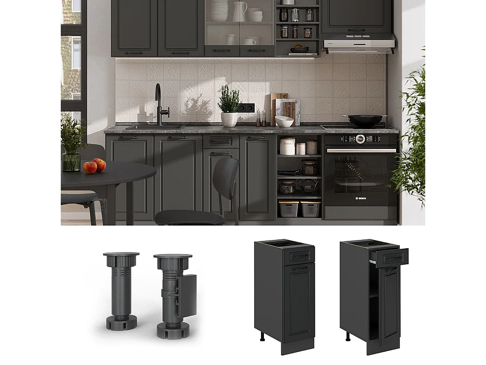 Keukenonderkast antraciet landhuis 30x60x81.6 r-line