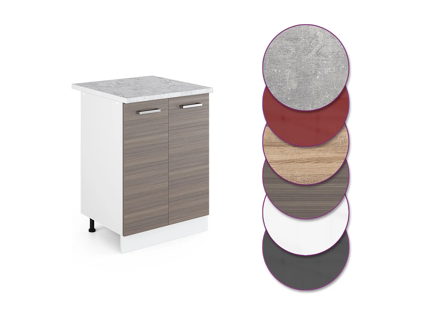 Meuble bas de cuisine gris noble 60x60x81.6 r-line