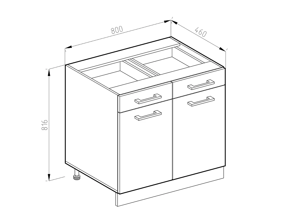 Meuble cuisine blanc haute brillance 80x60x81.6 r-line