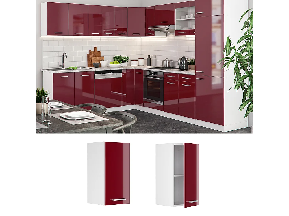 Elément haut de cuisine rouge brillant 30x31x60 r-line