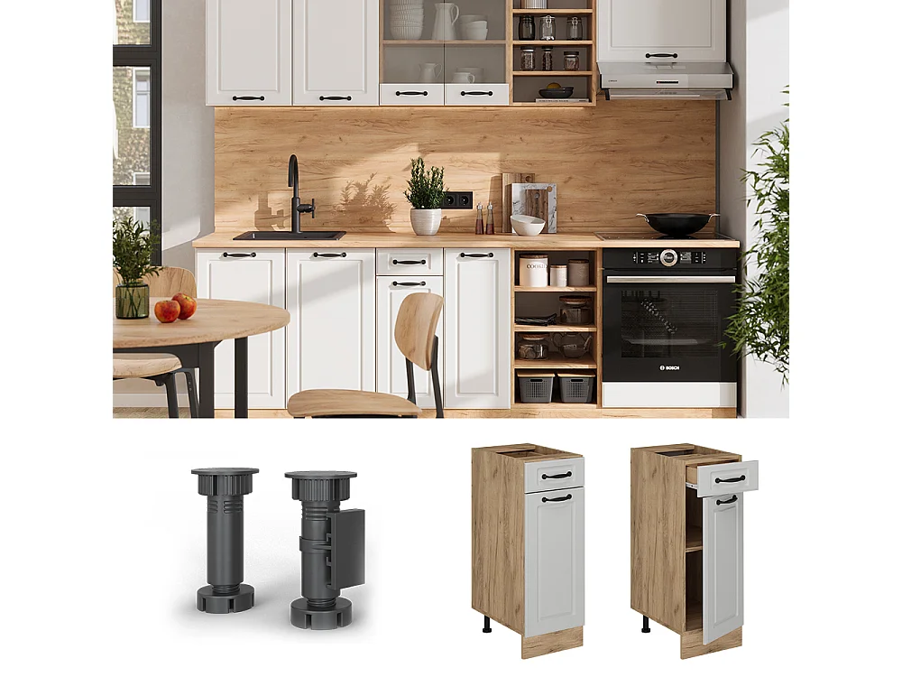 Mueble bajo de cocina blanco casa de campo 30x60x81.6 r-line