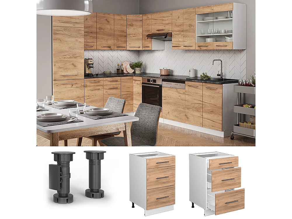 Mueble bajo de cocina roble dorado 50x51.6x82 fame-line
