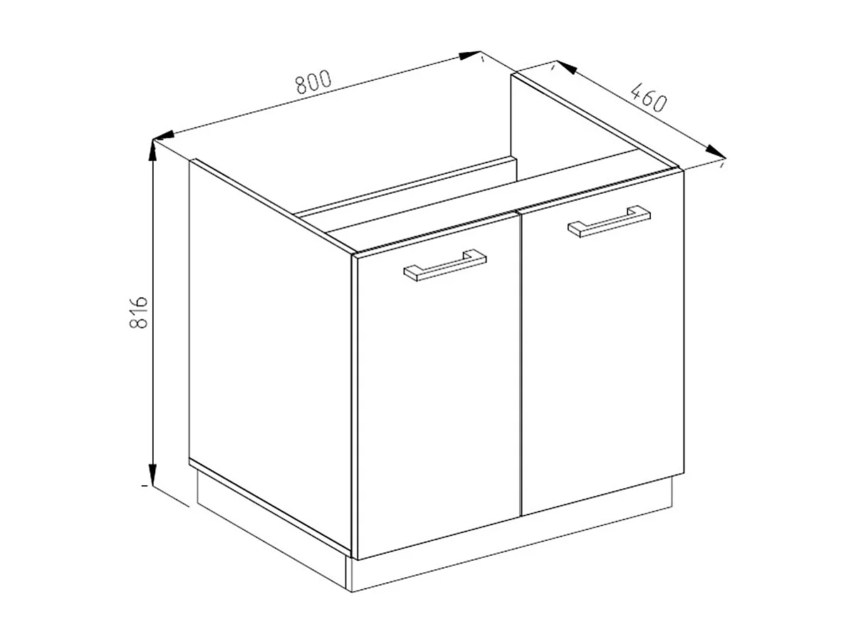Meuble bas sous-évier béton 80x60x81.6 r-line