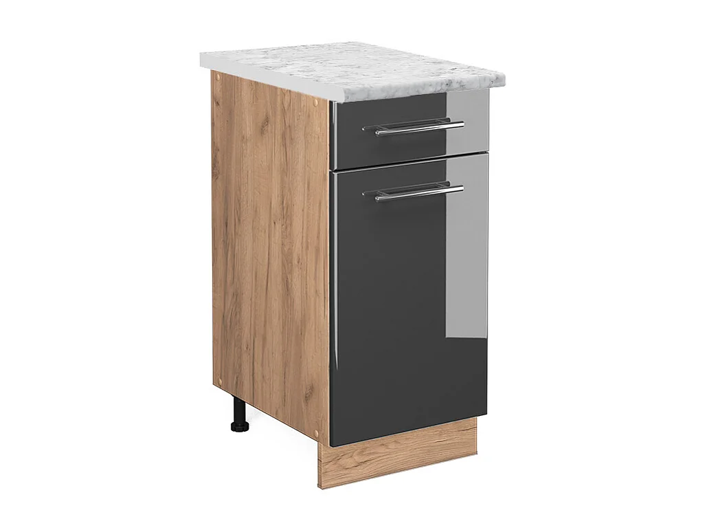 Meuble cuisine anthracite haute brillance 40x60x82 fame-line