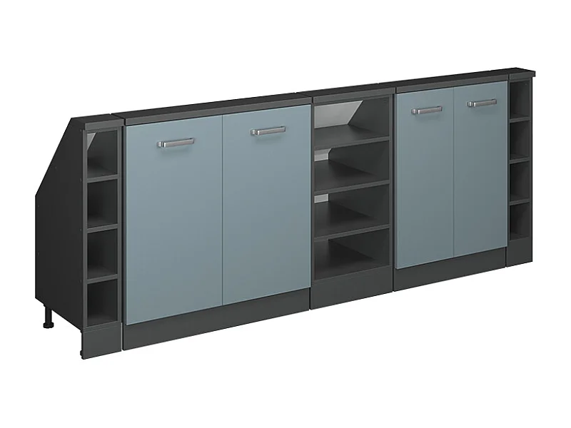 Armario de cocina para techo inclinado gris azulado 215x46x81.6 r-line