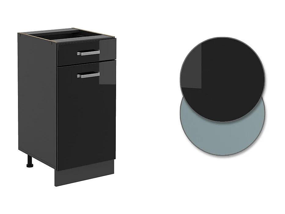 Mobiletto base per cucina nero lucido 40x60x81.6 r-line