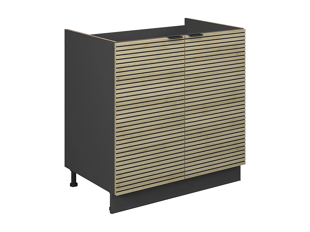 Meuble bas sous-évier panneau en chêne 80x51.6x82 fame-line