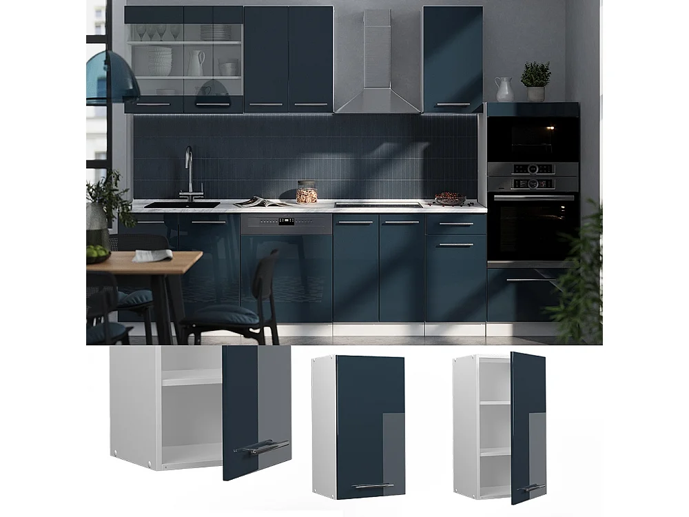 Pensile da cucina blu scuro lucido 40x34.1x72 fame-line
