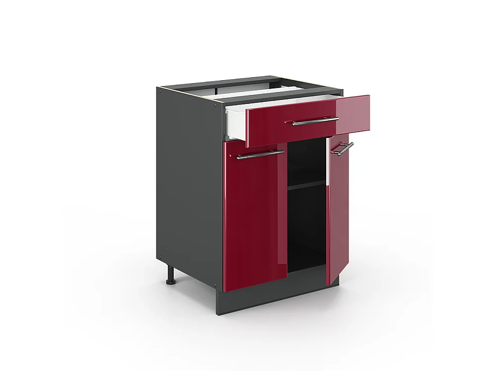 Küchenunterschrank bordeaux hochglanz 60x60x82 fame-line