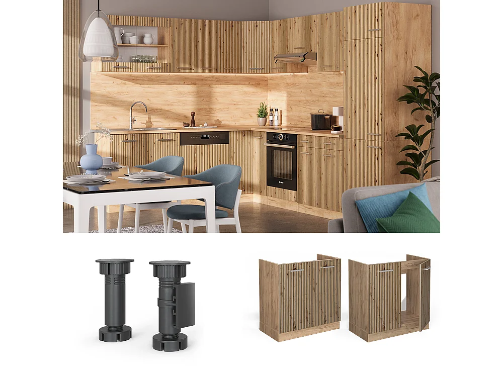 Meuble bas sous-évier chêne artisan 80x46x81.6 r-line