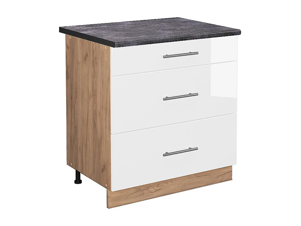 Mueble bajo de cocina blanco alto brillo 80x60x82 fame-line