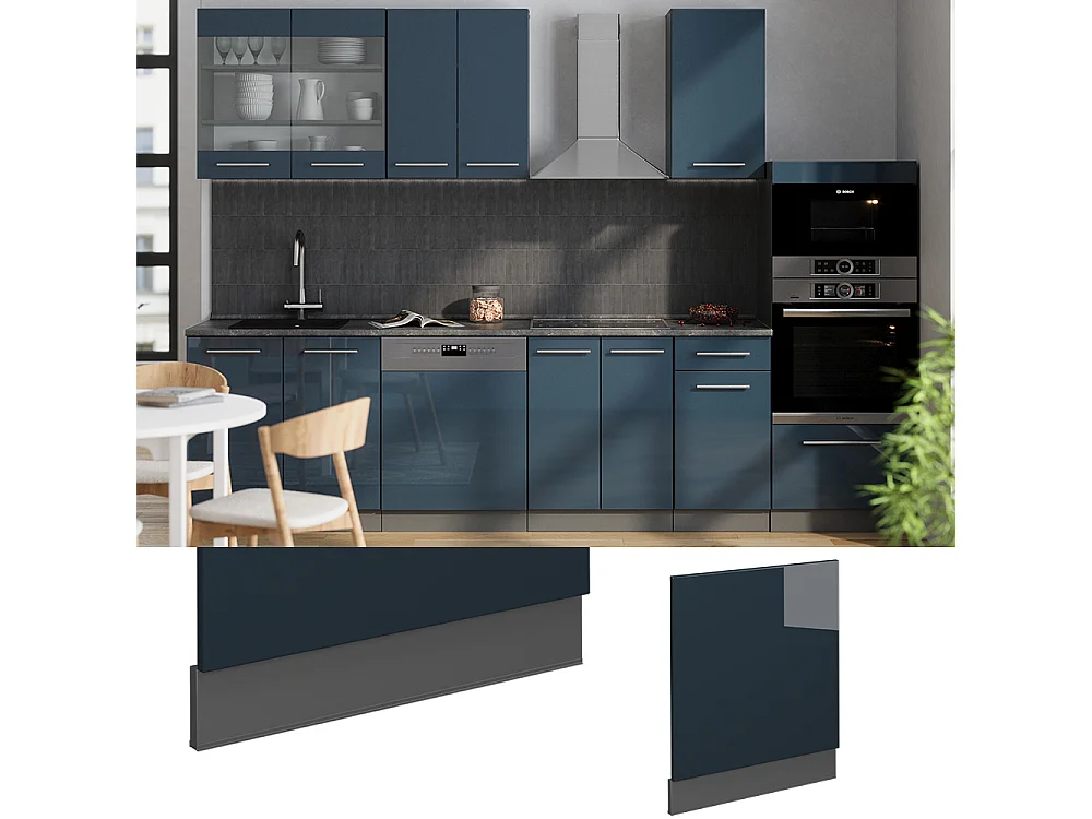 Façade bleu foncé brillant 60x1.6x67.4 fame-line