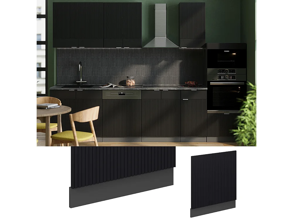 Façade noir rayé 60x1.6x67.4 fame-line