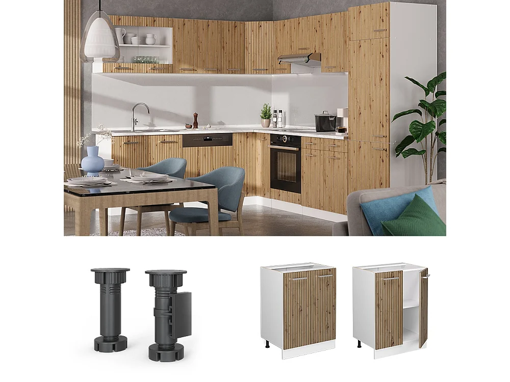 Mueble bajo de cocina roble artesanal 60x60x81.6 r-line