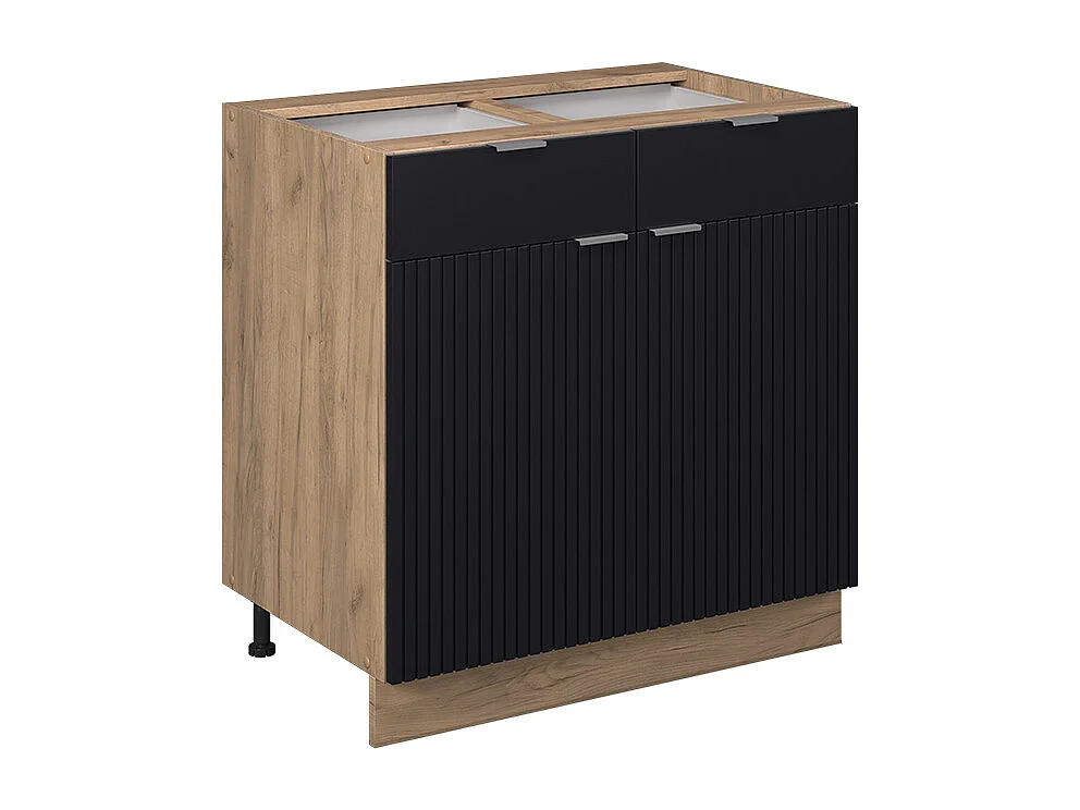 Meuble cuisine noir rayé 80x51.6x82 fame-line