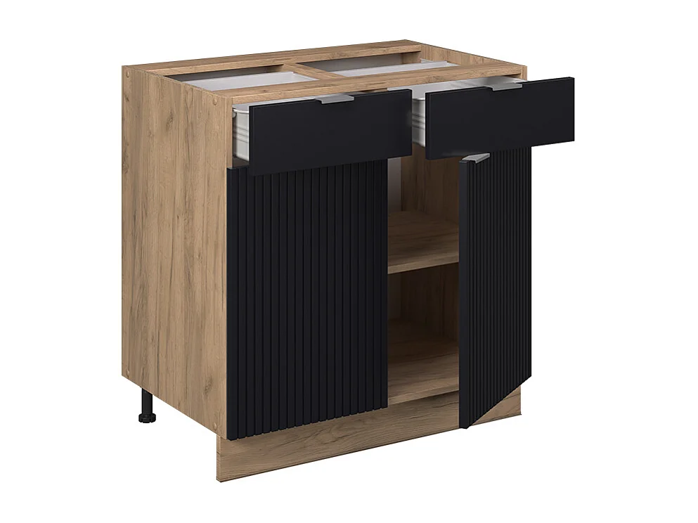 Meuble cuisine noir rayé 80x51.6x82 fame-line