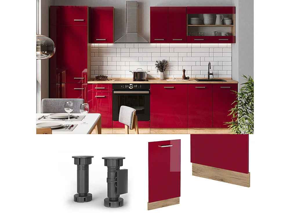 Façade de lave-vaisselle rouge brillant 45x1.6x81.8 r-line