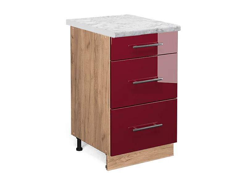 Mueble bajo de cocina rojo burdeos alto brillo 50x60x82 fame-line