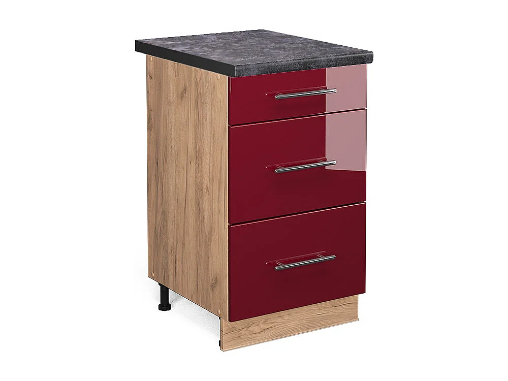 Meuble cuisine rouge bordeaux haute brillance 50x60x82 fame-line