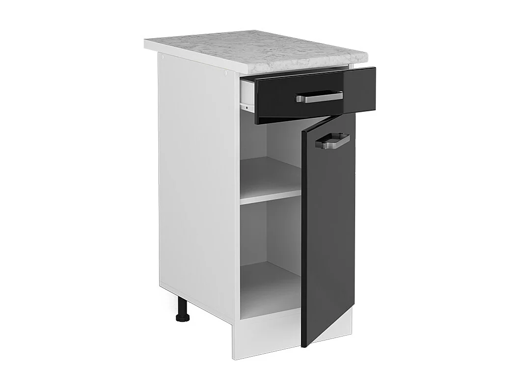 Mobiletto base per cucina nero lucido 40x60x81.6 r-line