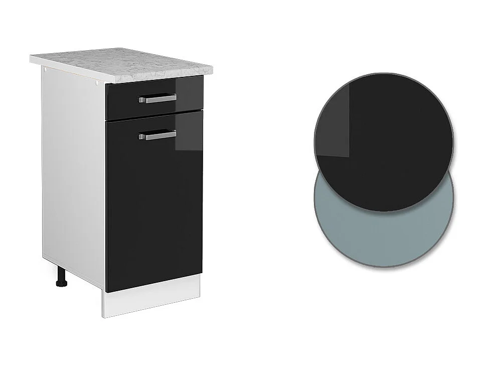 Mobiletto base per cucina nero lucido 40x60x81.6 r-line